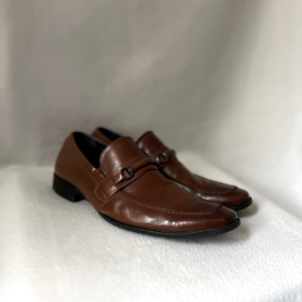 Steve Madden Size 10 1/2 Brown Leather Slip On Mens Shoes